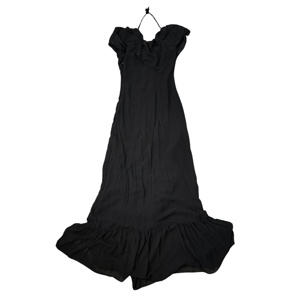 6 Shore Road Womens Black Ruffle Halter Maxi Dress Size XS Evening Gown